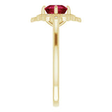 14K Gold Cushion Lab-Grown Ruby & Natural Diamond Halo-Style Ring – 6x6mm - Yellow Gold - view 4
