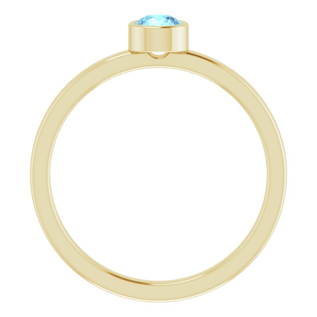 14K Gold Round Natural Aquamarine Bezel-Set Solitaire Ring - Yellow Gold - view 7