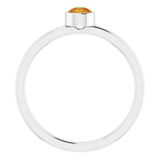 14K Gold Round Natural Citrine Bezel-Set Solitaire Ring - White Gold - view 7