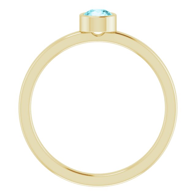 14K Gold Round Natural Blue Zircon Bezel-Set Solitaire Ring - Yellow Gold - view 7