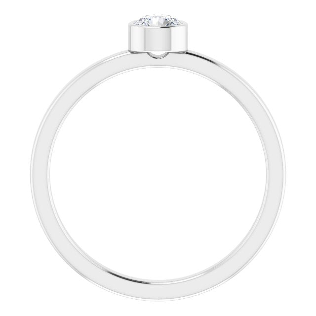 14K Gold Round Natural White Sapphire Bezel-Set Solitaire Ring - White Gold - view 7