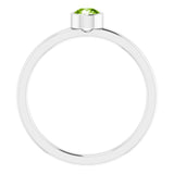 14K Gold Round Natural Peridot Bezel-Set Solitaire Ring - White Gold - view 7