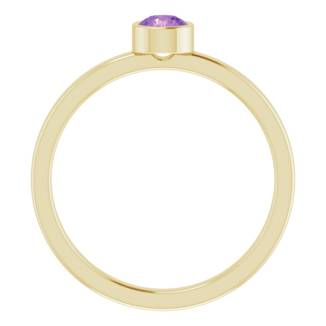 14K Gold Round Natural Amethyst Bezel-Set Solitaire Ring - Yellow Gold - view 7