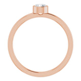 14K Gold Round Natural White Sapphire Bezel-Set Solitaire Ring - Rose Gold - view 7