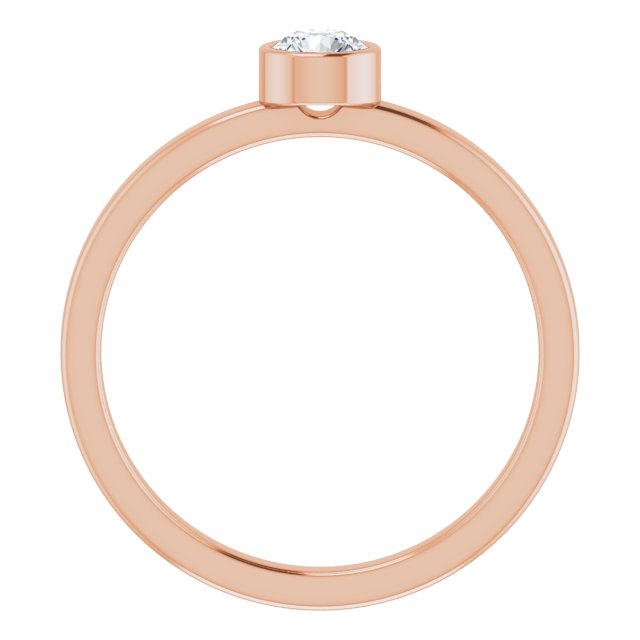14K Gold Round Natural White Sapphire Bezel-Set Solitaire Ring - Rose Gold - view 7