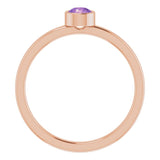 14K Gold Round Natural Amethyst Bezel-Set Solitaire Ring - Rose Gold - view 7