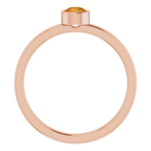 14K Gold Round Natural Citrine Bezel-Set Solitaire Ring - Rose Gold - view 7