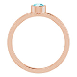 14K Gold Round Natural Blue Zircon Bezel-Set Solitaire Ring - Rose Gold - view 7
