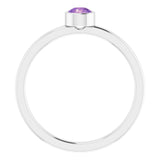 14K Gold Round Natural Amethyst Bezel-Set Solitaire Ring - White Gold - view 7