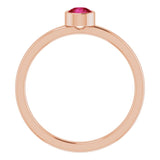 14K Gold Round Natural Ruby Bezel-Set Solitaire Ring - Rose Gold - view 7
