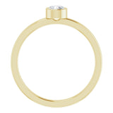 14K Gold Round Natural White Sapphire Bezel-Set Solitaire Ring - Yellow Gold - view 7