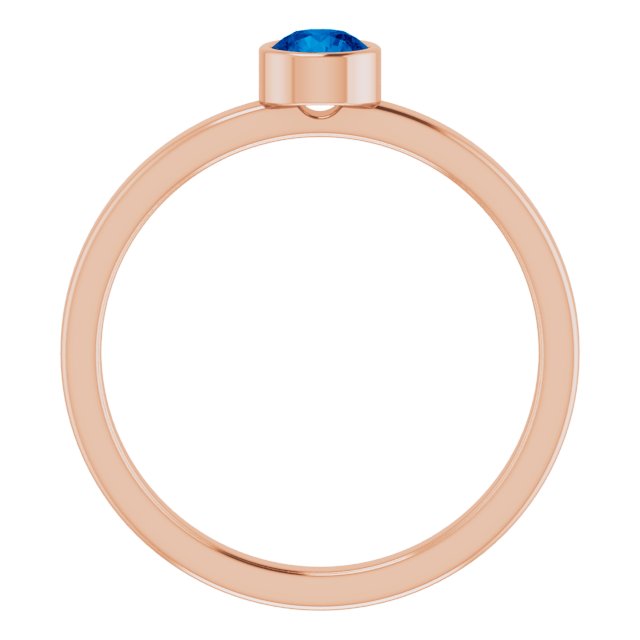 14K Gold Round Lab-Grown Blue Sapphire Bezel-Set Solitaire Ring - Rose Gold - view 7