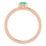14K Gold Round Lab-Grown Emerald Bezel-Set Solitaire Ring - Rose Gold - view 7