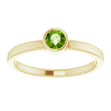 14K Gold Round Natural Peridot Bezel-Set Solitaire Ring - Yellow Gold - view 8