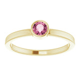 14K Gold Round Natural Pink Tourmaline Bezel-Set Solitaire Ring - Yellow Gold - view 8