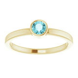 14K Gold Round Natural Blue Zircon Bezel-Set Solitaire Ring - Yellow Gold - view 8