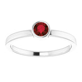 14K Gold Round Natural Mozambique Garnet Bezel-Set Solitaire Ring - White Gold - view 8