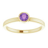 14K Gold Round Natural Amethyst Bezel-Set Solitaire Ring - Yellow Gold - view 8