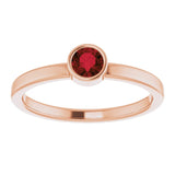14K Gold Round Natural Mozambique Garnet Bezel-Set Solitaire Ring - Rose Gold - view 8