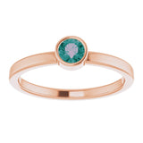 14K Gold Round Lab-Grown Alexandrite Bezel-Set Solitaire Ring - Rose Gold - view 8