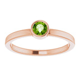 14K Gold Round Natural Peridot Bezel-Set Solitaire Ring - Rose Gold - view 8