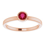 14K Gold Round Natural Ruby Bezel-Set Solitaire Ring - Rose Gold - view 8