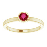 14K Gold Round Lab-Grown Ruby Bezel-Set Solitaire Ring - Yellow Gold - view 8