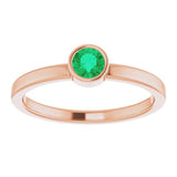14K Gold Round Lab-Grown Emerald Bezel-Set Solitaire Ring - Rose Gold - view 8