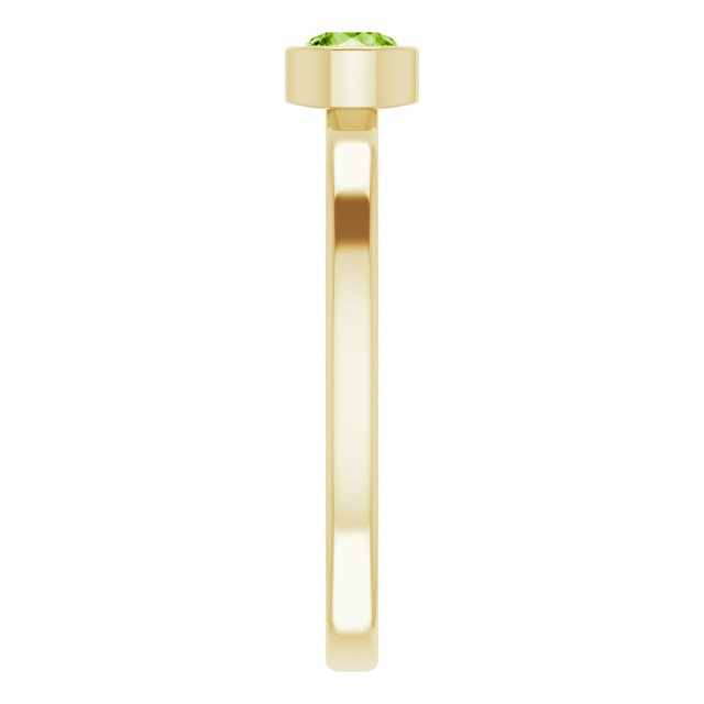 14K Gold Round Natural Peridot Bezel-Set Solitaire Ring - Yellow Gold - view 9