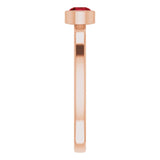 14K Gold Round Natural Mozambique Garnet Bezel-Set Solitaire Ring - Rose Gold - view 9
