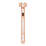 14K Gold Round Natural White Sapphire Bezel-Set Solitaire Ring - Rose Gold - view 9