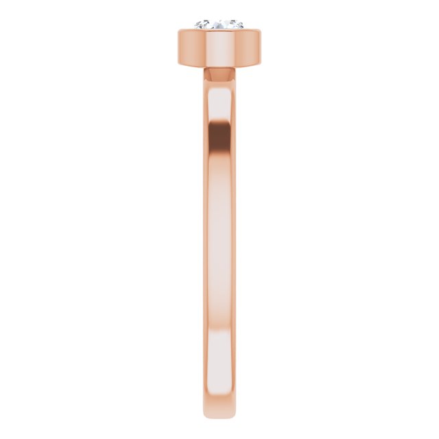 14K Gold Round Natural White Sapphire Bezel-Set Solitaire Ring - Rose Gold - view 9