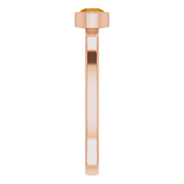 14K Gold Round Natural Citrine Bezel-Set Solitaire Ring - Rose Gold - view 9