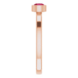 14K Gold Round Lab-Grown Ruby Bezel-Set Solitaire Ring - Rose Gold - view 9