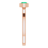 14K Gold Round Lab-Grown Emerald Bezel-Set Solitaire Ring - Rose Gold - view 9