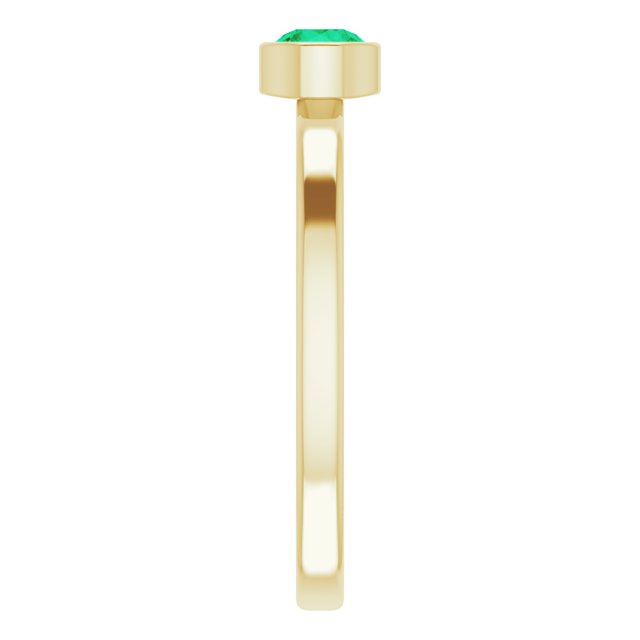 14K Gold Round Lab-Grown Emerald Bezel-Set Solitaire Ring - Yellow Gold - view 9