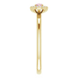 14K Gold Oval Natural Morganite & Natural Diamond Halo-Style Ring - Yellow Gold - view 4
