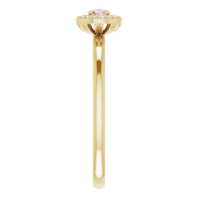14K Gold Oval Natural Morganite & Natural Diamond Halo-Style Ring - Yellow Gold - view 4