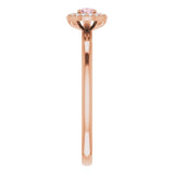 14K Gold Oval Natural Morganite & Natural Diamond Halo-Style Ring - Rose Gold - view 4