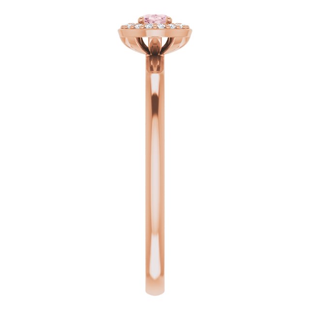 14K Gold Oval Natural Morganite & Natural Diamond Halo-Style Ring - Rose Gold - view 4