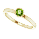 14K Gold Round Natural Peridot Bezel-Set Solitaire Ring - Yellow Gold - view 10
