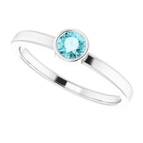 Platinum Round Natural Blue Zircon Bezel-Set Solitaire Ring - view 10