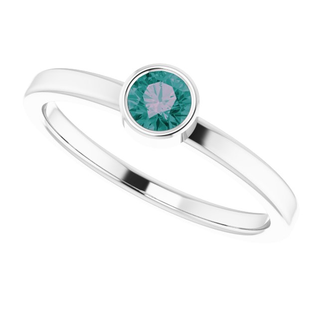 Platinum Round Lab-Grown Alexandrite Bezel-Set Solitaire Ring - view 10