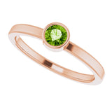 14K Gold Round Natural Peridot Bezel-Set Solitaire Ring - Rose Gold - view 10