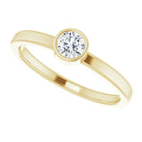 14K Gold Round Natural White Sapphire Bezel-Set Solitaire Ring - Yellow Gold - view 10