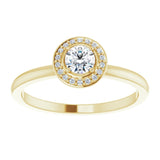 14K Gold Round Natural Diamond Halo-Style Ring - Yellow Gold - view 8