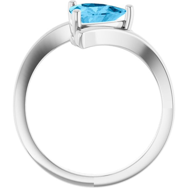 14K Gold Trillion Natural Swiss Blue Topaz Bypass Ring - White Gold - view 2