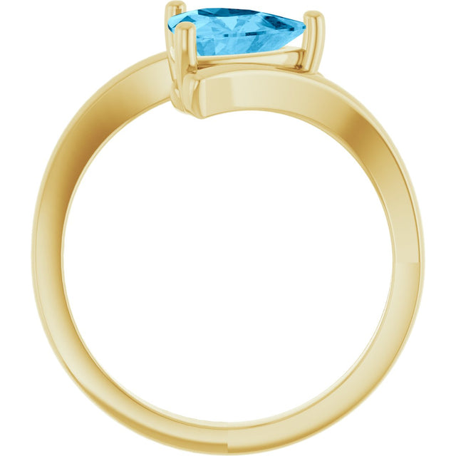 14K Gold Trillion Natural Swiss Blue Topaz Bypass Ring - Yellow Gold - view 2