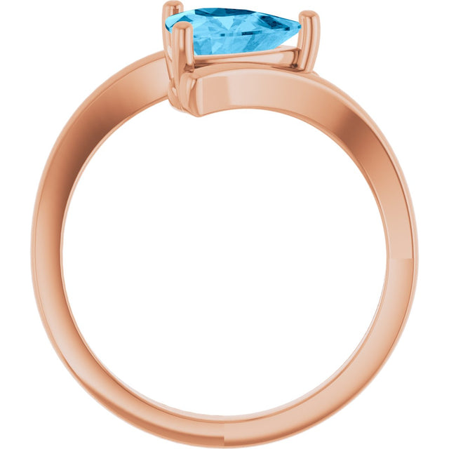 14K Gold Trillion Natural Swiss Blue Topaz Bypass Ring - Rose Gold - view 2