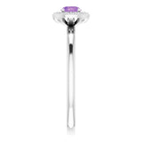 Platinum Round Natural Amethyst Halo-Style Ring - view 9